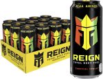 REIGN Total Body Fuel, Reignbow Sherbet, Fitness & Performance Drink, 16 Fl Oz (Pack of 12)